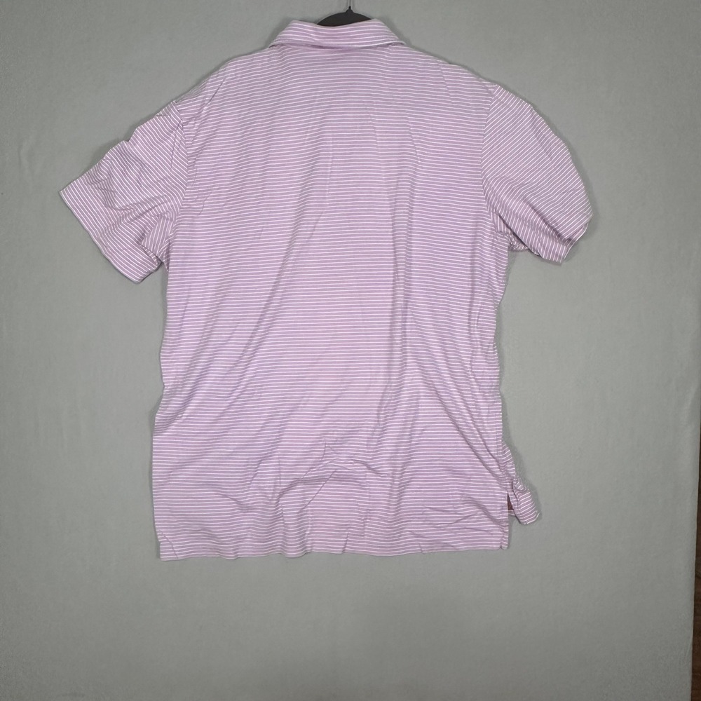 Polo Golf Ralph Lauren Vintage Lisle Striped Polo Shirt Purple White Mens XXL - Picture 3 of 4